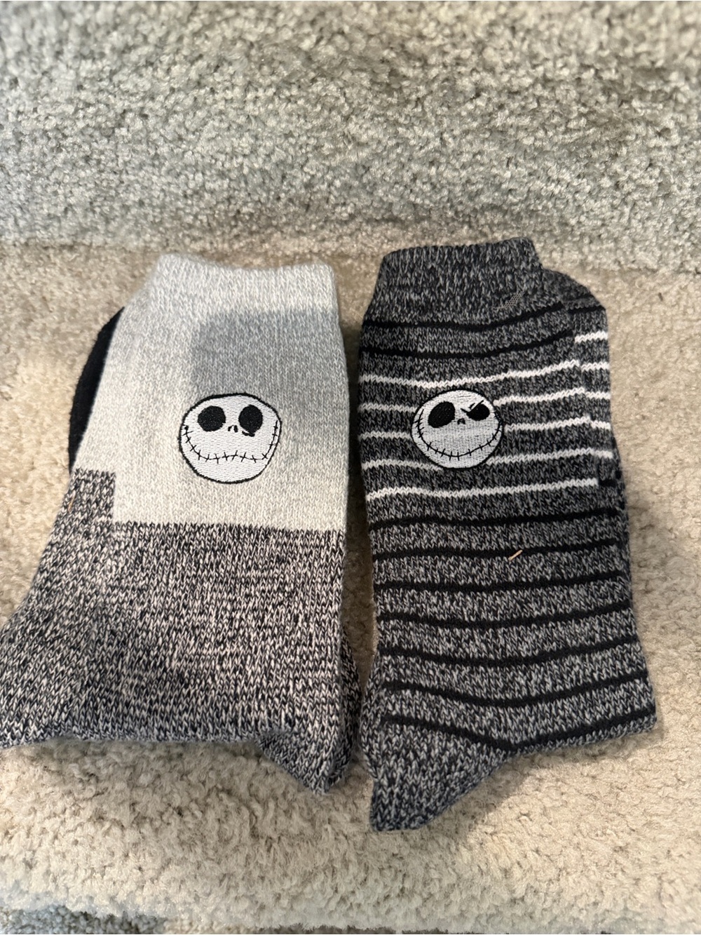 Unisex Gray Jack Skellington Crew Socks - Pack of 2